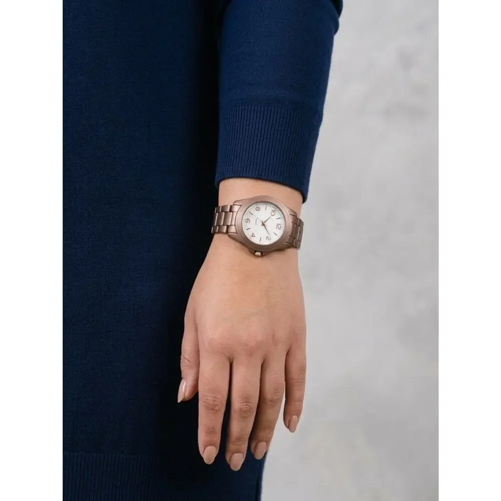 Rose Gold Tone Quartz Watch 6.5” Metallic Band Watch New Battery NWOT